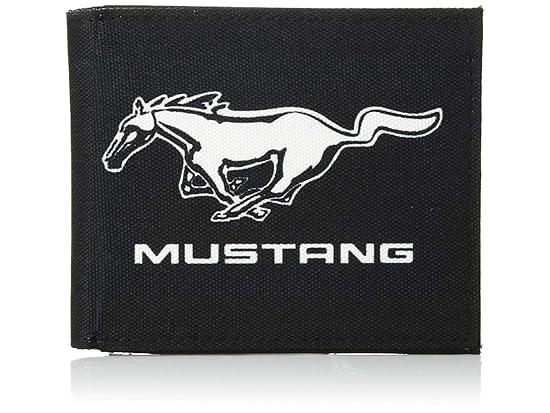 Canvas Bi-fold Wallet-Ford Mustang Black/White Logo Center