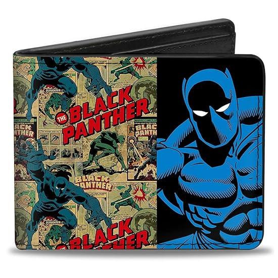 PU Bifold Wallet - THE BLACK PANTHER Action Poses/Issue #2 Cover/Comic Blocks