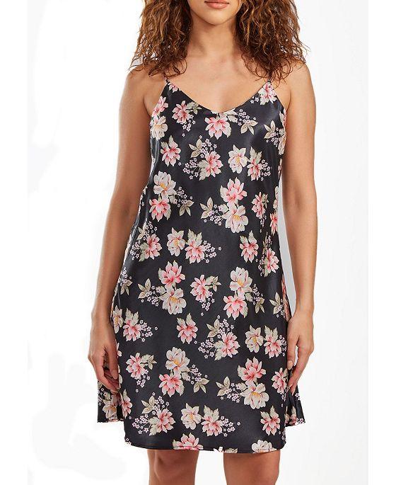 Women's Cyrus Ultra Soft Floral Satin Chemise in Bias Cut Silhouette
