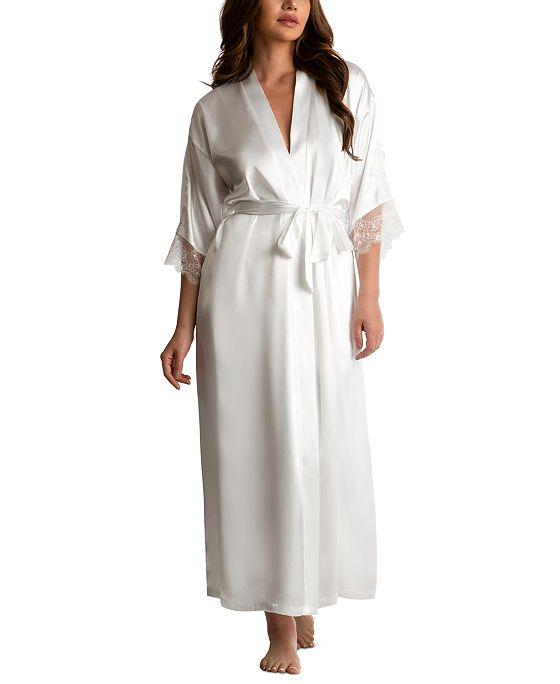 Women's Satin Lace-Trim Wrap Robe