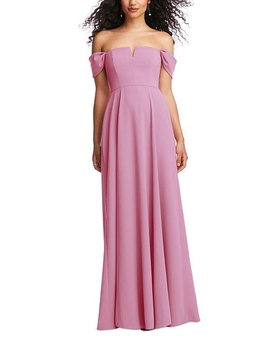 Women's Notched-Neck Off-The-Shoulder Gown