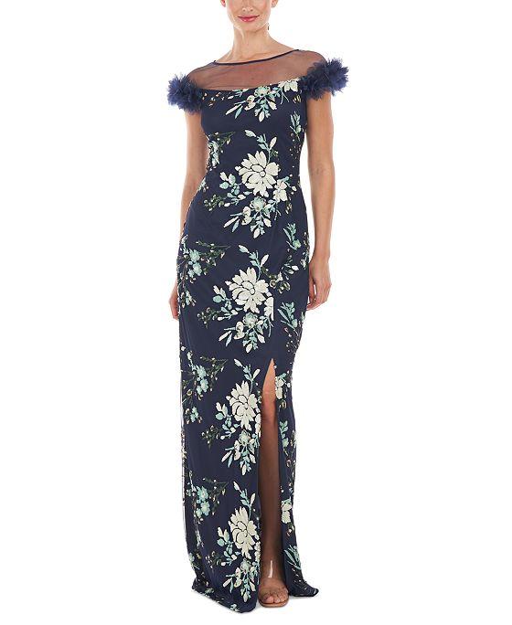 Women's Hally Floral-Print Ruffle-Sleeve Gown