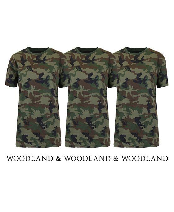 Women's Loose Fit Short Sleeve Crew Neck Camo Printed Tee, Pack of 3