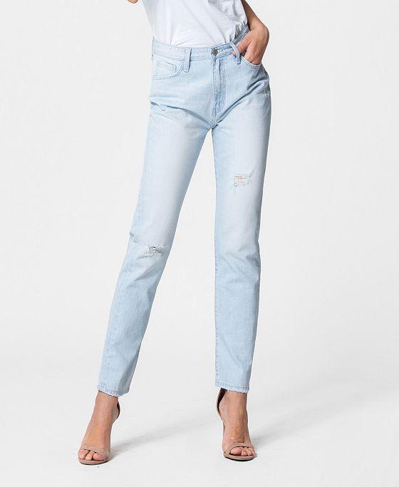 Women's Light Wash Distressed Mom Jeans