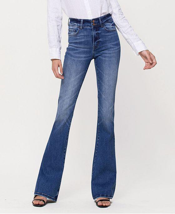 Women's Double Button High Rise Flare Jeans