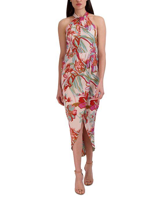 Women's Floral-Print Halter Sleeveless Maxi Dress