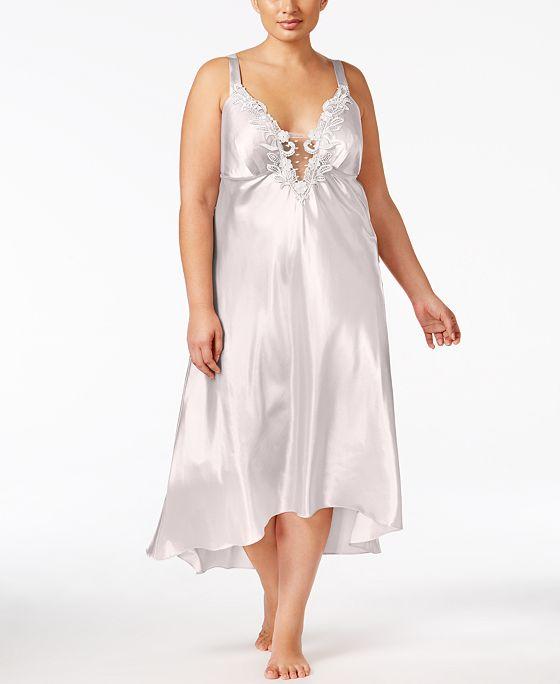 Plus Size Satin Stella Lingerie Nightgown  