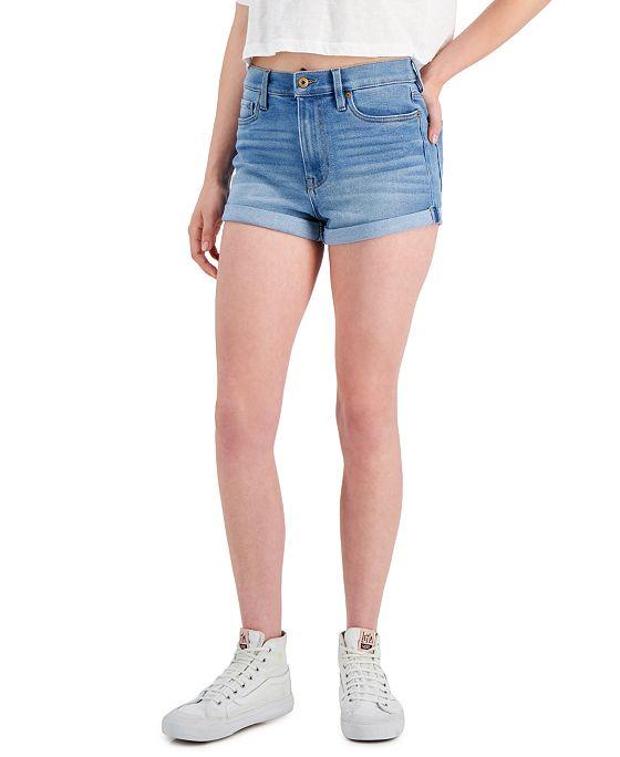 Juniors' High-Rise Roll-Cuff Jean Shorts