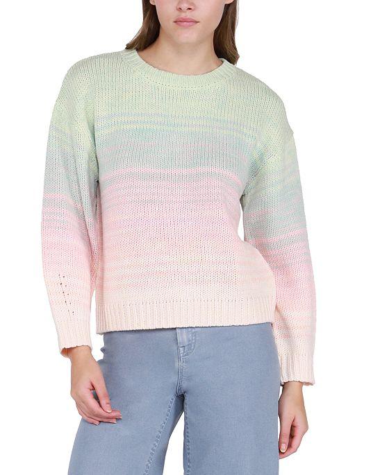Women's Space-Dyed Crewneck Long-Sleeve Knit Sweater