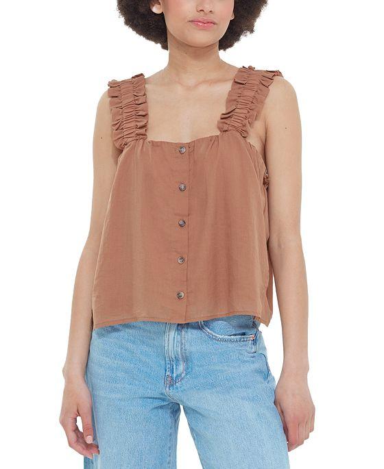 Women's Ruffled-Strap Button-Front Camisole