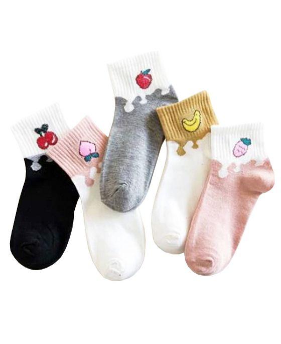 Women's Paint Drip Fruit Ankle Sock Five Pack