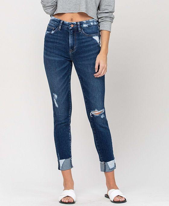 Women's High Rise Distressed Clean Cut Crop Skinny Jeans