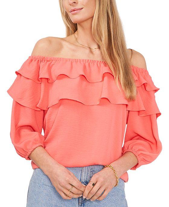Challis Ruffled Off-The-Shoulder Top