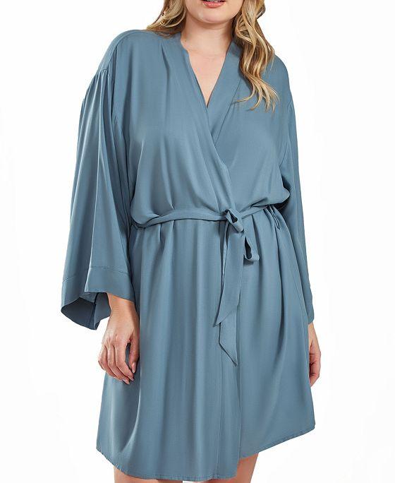 Bree Plus Size Modal Robe with Looped Self Tie Sash and Inner Ties