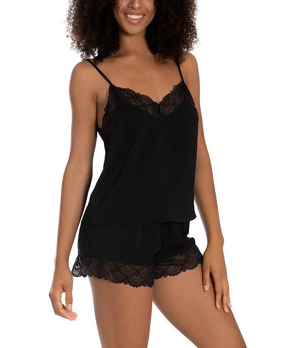 Women's Astrid Solid Hammered Satin Cami-Tap Set