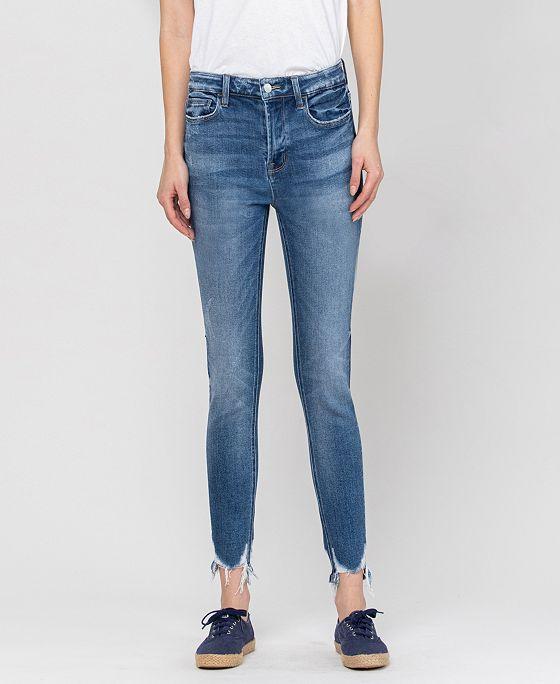 Women's High Rise Ankle Skinny Jeans with Hem Details