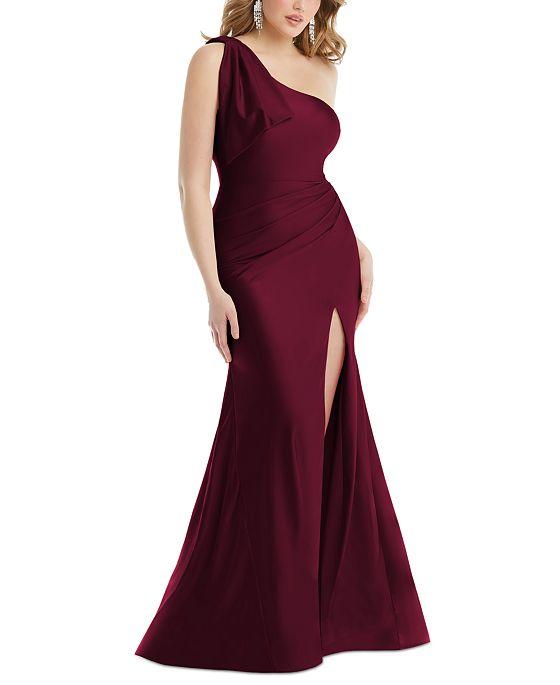 Women's Bow One-Shoulder Sleeveless Satin Gown