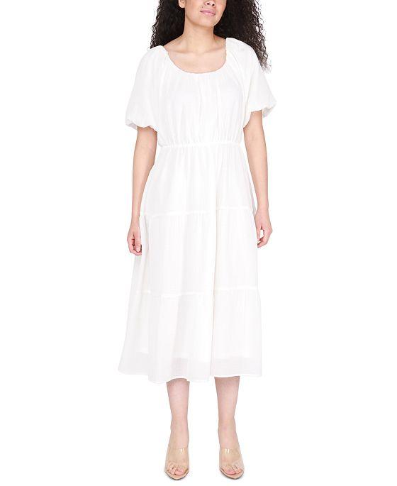 Women's Printed Short-Sleeve Tiered Dress