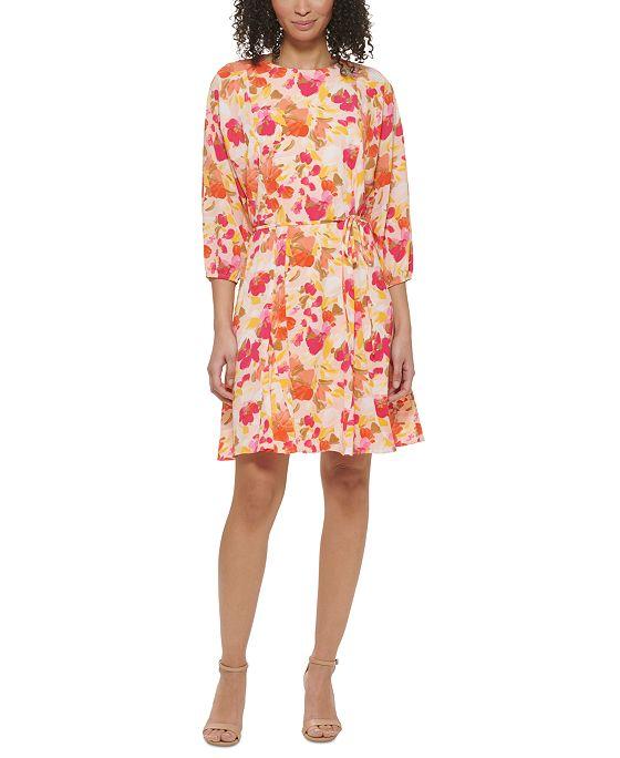 Women's Floral-Print Dolman-Sleeve Dress