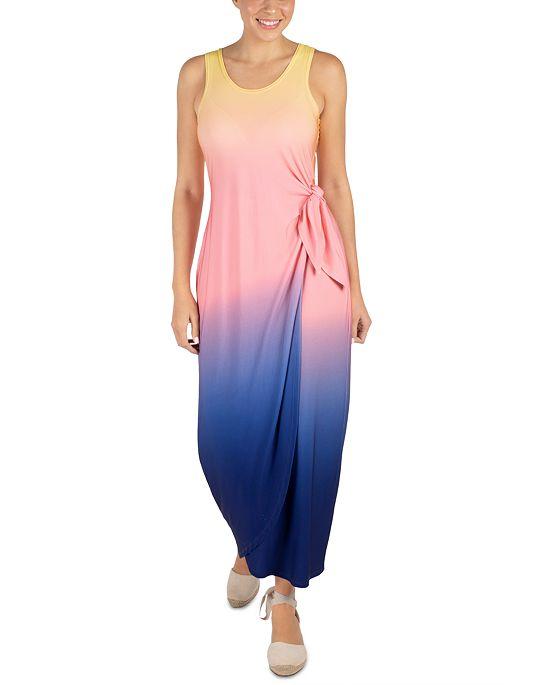 Women's Dip-Dyed Side-Tie Maxi Dress