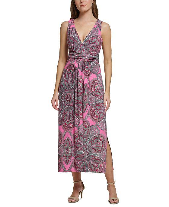 Women's Mosaic Printed V-Neck Maxi Dress