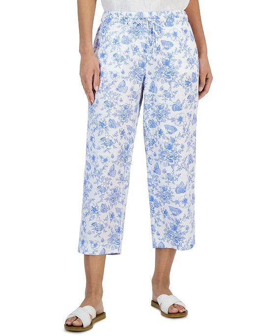 Women's Linen Toile Cropped Pants, Created for Macy's