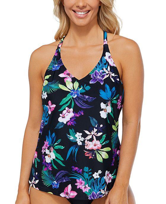Floral-Print Adjustable Racerback Underwire Tankini, Created for Macy's