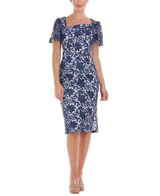 Women's Embroidered Cocktail Sheath Dress