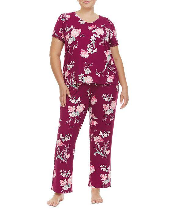 Plus Size Floral-Print Pajama Set