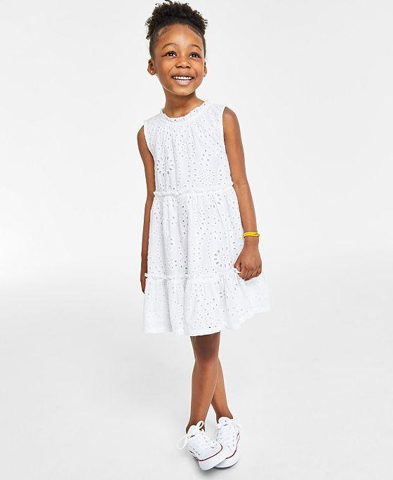 Little Girl's Cotton Eyelet Dress with Tiered Skirt, Created for Macy's