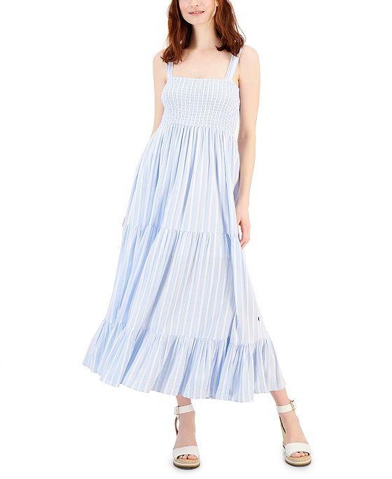 Women's Smocked Tiered Sleeveless Maxi Dress