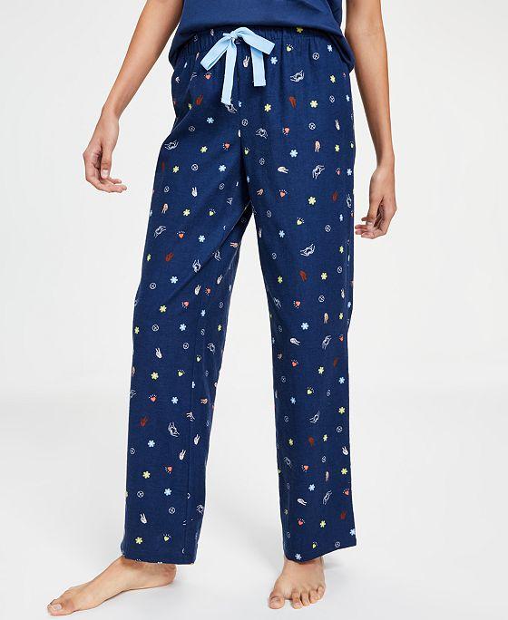 Jenni Cotton Printed Straight Leg Pajama Pants, Created for Macy's