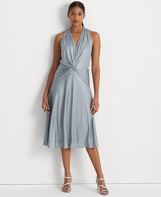 Women's Foil-Print Jersey Twist-Front Cocktail Dress	