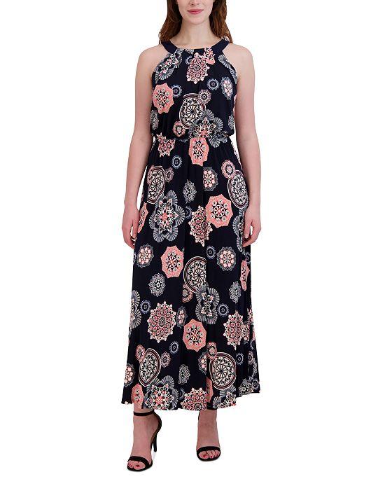 Women's Printed Halter Maxi Dress